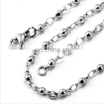 Stainless Steel Dog Tag Bead Ball Chains Keychains High Polished metal Dog Tags bead chains