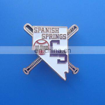 customized soft enameled baseball bat design metal brooch badge for baseball fan