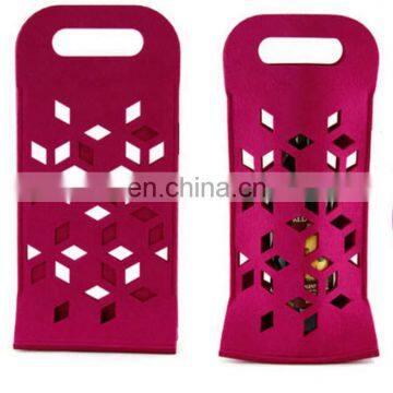 2018 Hot Sell Elegant Christmas Felt Single Wine Bottle Bag With Handle and Customized Logo photo-4