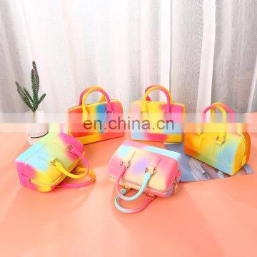 Women Mini purses and handbags Rainbow colorful macaron Handbag Ladies Female Jelly Purse hand bags