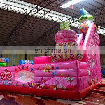 Candy Theme Kids Pink Inflatable Fun Park Big Equipment for Parties photo-2