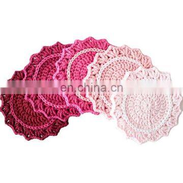 Customized Style Floral Hand Crochet Handmade Cotton Beige Doily Cup Table Mat Doilies Crochet Placemat