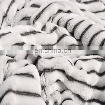 March New Products Striped Super Fluffy Reversible Sherpa Throw Grey Blanket for Your Living Room and Bedroom photo-6