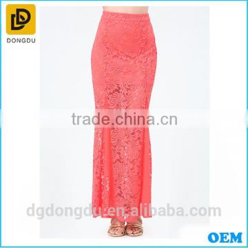 New Europe Simple Design Summer Lace Bodycon Maxi Skirt for Lady