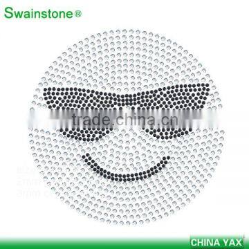 1024 YAX Cool Face Design Hot Fix Rhinestone Motif;Bulk Price Face Hot Fix Rhinestone Design Motif