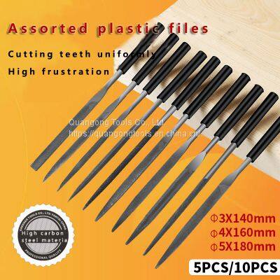 10 Pieces of Needle Files Set Steel File Needle Files Set Includes Round/flat File/triangular/square/ellipse/knife-shaped/rounded/single-sided/pointed Flat and Semicircular Files.