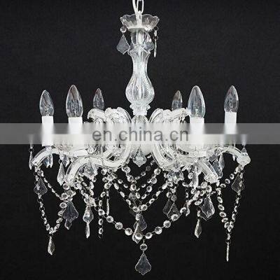 Modern Decoration pendant lighting chandelier Clear Acrylic Crystal Multi 6 Arms crystal White Chandelier lighting for  Wedding