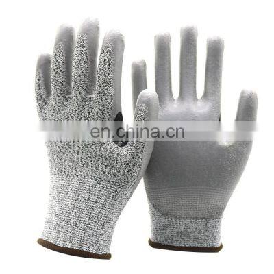 Heavy Duty  Construction  work safety HPPE Level 5 PU Coated Cut Resistant glass Gloves