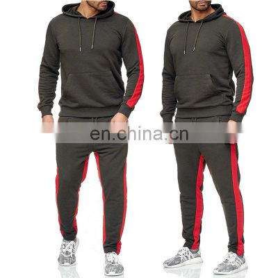 Wholesale custom large size men's splicing top men's sports fitness 2-piece jogging suit