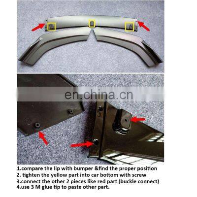 Factory Directly Supply Other Auto Parts Car Accessories ABS Material Black/Carbon Fiber Color Universal Front Lip For All Cars