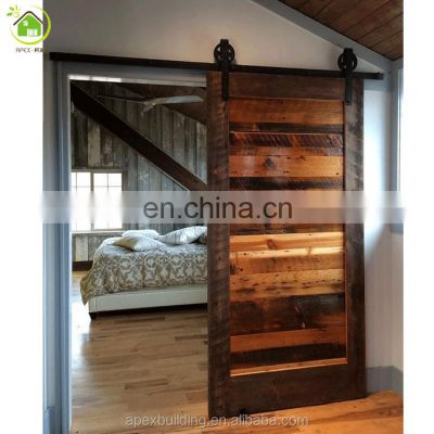 rustic style interior residential wood french sliding door