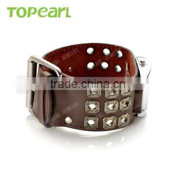 Mens Iron Cross With Skull Dial Brown Leather Quartz Punk Watch LVB230 photo-3