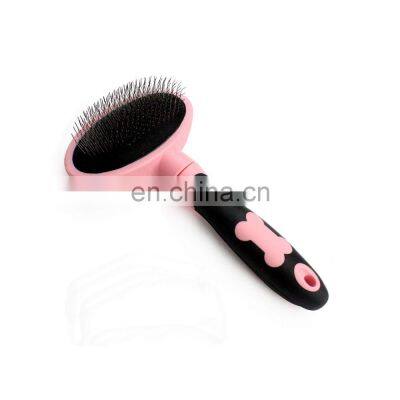 Hot sale deep into hair plastic handle self cleaning slicker brush set pet brush cat comb long hard soft for pet