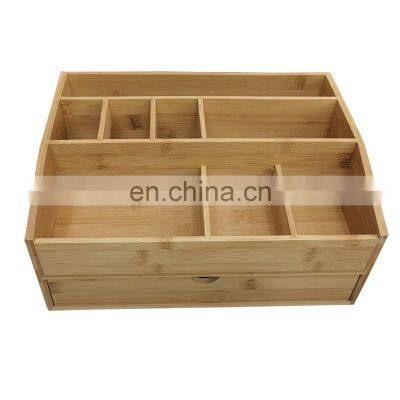 Bamboo Desk Organizer with Drawers for Home, Office, and Dorm - Table Top Shelf Desktop Organizer