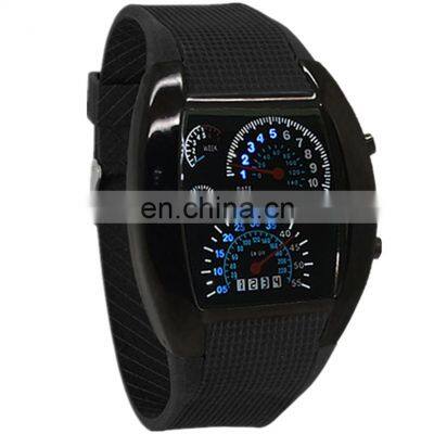 Men's Watches reloj Blue & Black Flash LED Military Watch Brand Sport Car Meter Dial digital wristWatch for Men and women