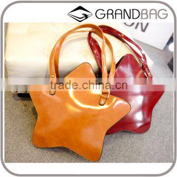 2016 New Fashion Customize Special Star Shape Waxy PU Leather Single-shoulder Bag Satchel for women