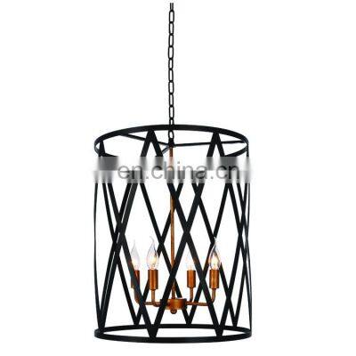 Factory Price Modern Adjustable Hanging Height Black And Gold Hardwired Pendant Light For Foyer Living Room