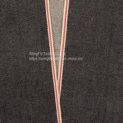 11.7oz 99% Cotton 1% Elastic Right Twill Denim Material Skinny Selvedge Jeans Fabric W281324 photo-4