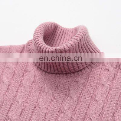 Elegant 100% Cashmere Pullover for Women Turtleneck Solid Color Knitted Sweater Casual Style With Front Logo for Winter Season