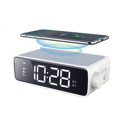 Standard Fast Charging Stand 15W 3 in 1 Multi Function Wireless Phone Charger with LED Night Light Alarm Wireless Charger