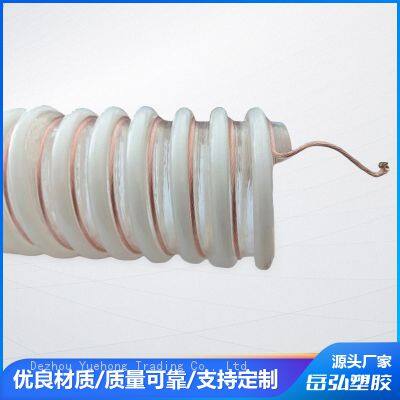 Anti-static corrugated pipe with copper wire and plastic rib hose, electrostatic-discharging PU conveying powder smooth pipe.