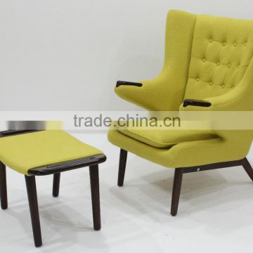 Top quality fiberglass teddy bear chair with ottoman designed by Hans J. Wegner