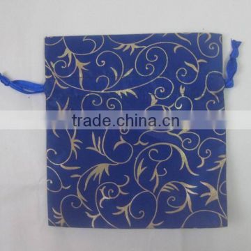 blue printed velvet drawstring chocolate bags for valantine's gift wrap