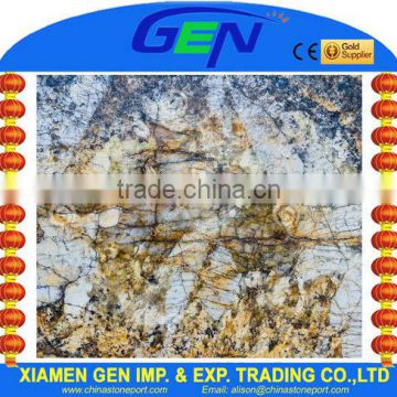 white mix blue and yellow granite slab