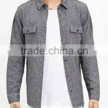 Cool Man Grey Thick Winter Warm Long Sleeve Button Down Shirts photo-5