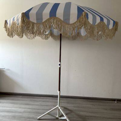 Tassel Outdoor Parasol With Rotating Sunshade and Steering Beach Umbrella Suitable for Scenic Spots and Beaches photo-5