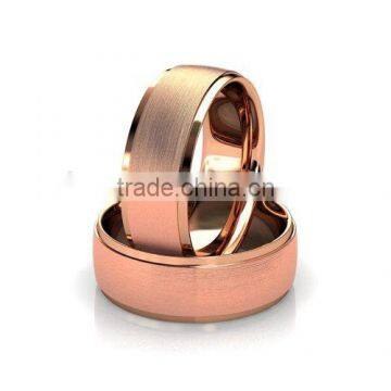 Rose Gold Men's Classic Wedding Band Matte Center Couple Ring With Thin High Polished Edges