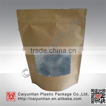 stand up kraft paper Bag with transparent window and zipper