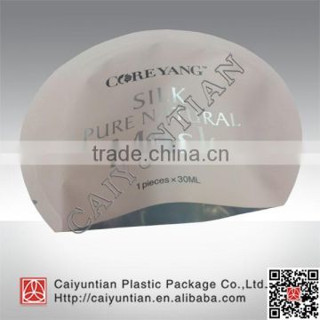 Plastic foil laminated facial mask packaging bag, custom special shaped facial mask packaging