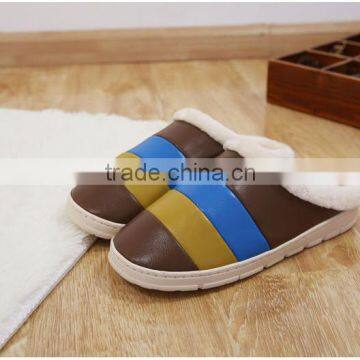 Wholesale PU Stripe Style Slipper ,warm Slipper Indoor Shoes photo-2