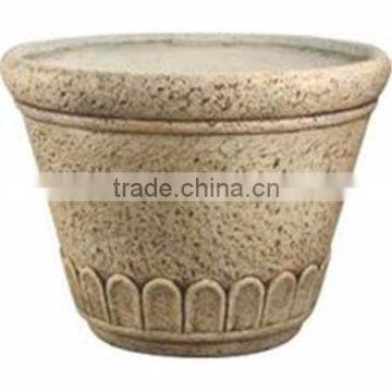 Round Weathered stone Finish flower pot outdoor decor