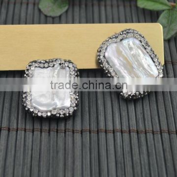 LFD-007B Druzy Pearl Pave Rhinestone Rectangle Connector Spacer Beads Diy Jewelry Finding