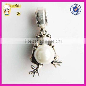 Authentic European Style Beads 925 Silver Frog Charm With Pearl
