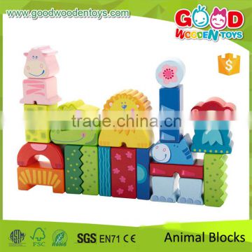 New and Lovely Shapes Baby Toy Miny Zoo Construction Wood Block Toys