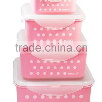 PP Food Grade Food Container Set BPA Free Pink Polka Dot Storage Container Lunch Box Round Square Rectangle photo-3