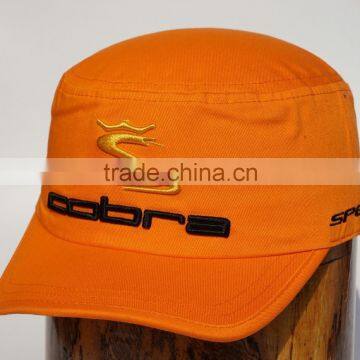 Cotton plaid embroidery wholesale yellow military cap