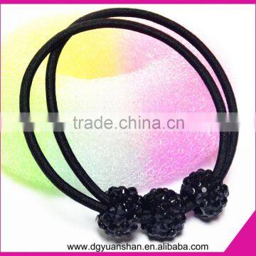 Double circle crystal beads decorated elastic hair tie hair band