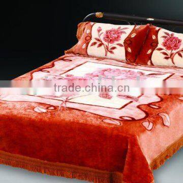 Printed and mink blanket set 100% polyester