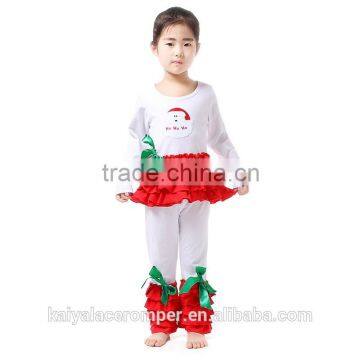 Wholesale cute baby kids Christmas outfits kids Christmas clothing set girls fall boutique outfits ruffle pant with bowknot