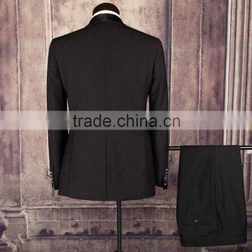 High Quality Perfect 100% Wool Slim Fit Black Indian Wedding Txuedo Suit for Men photo-2