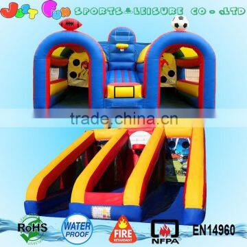 3 in 1 sports throw ball games,inflatable basketball n rugby ball n soccer pitch games