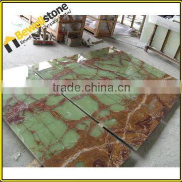 1200x2400mm big slabs iran green onyx backing glass panel