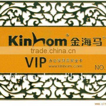 Gold Metal VIP Membership Card With Hollow Out Border