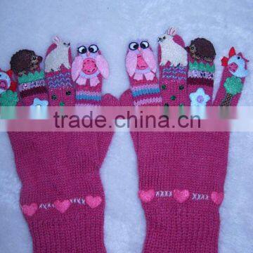 Best selling pink magic knitted gloves