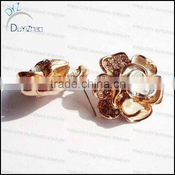 big gold floewe fashion earrings stud 14K gold