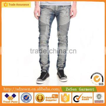 OEM Clothing Factory Wholesale Square Zero Monet Blue Biker Jean For Men